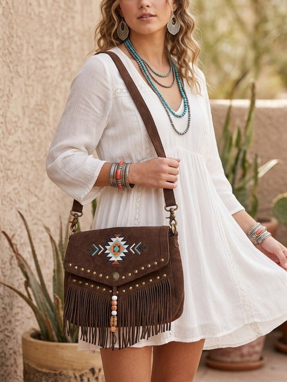 American Darling Boho Fringe Crossbody Satchel